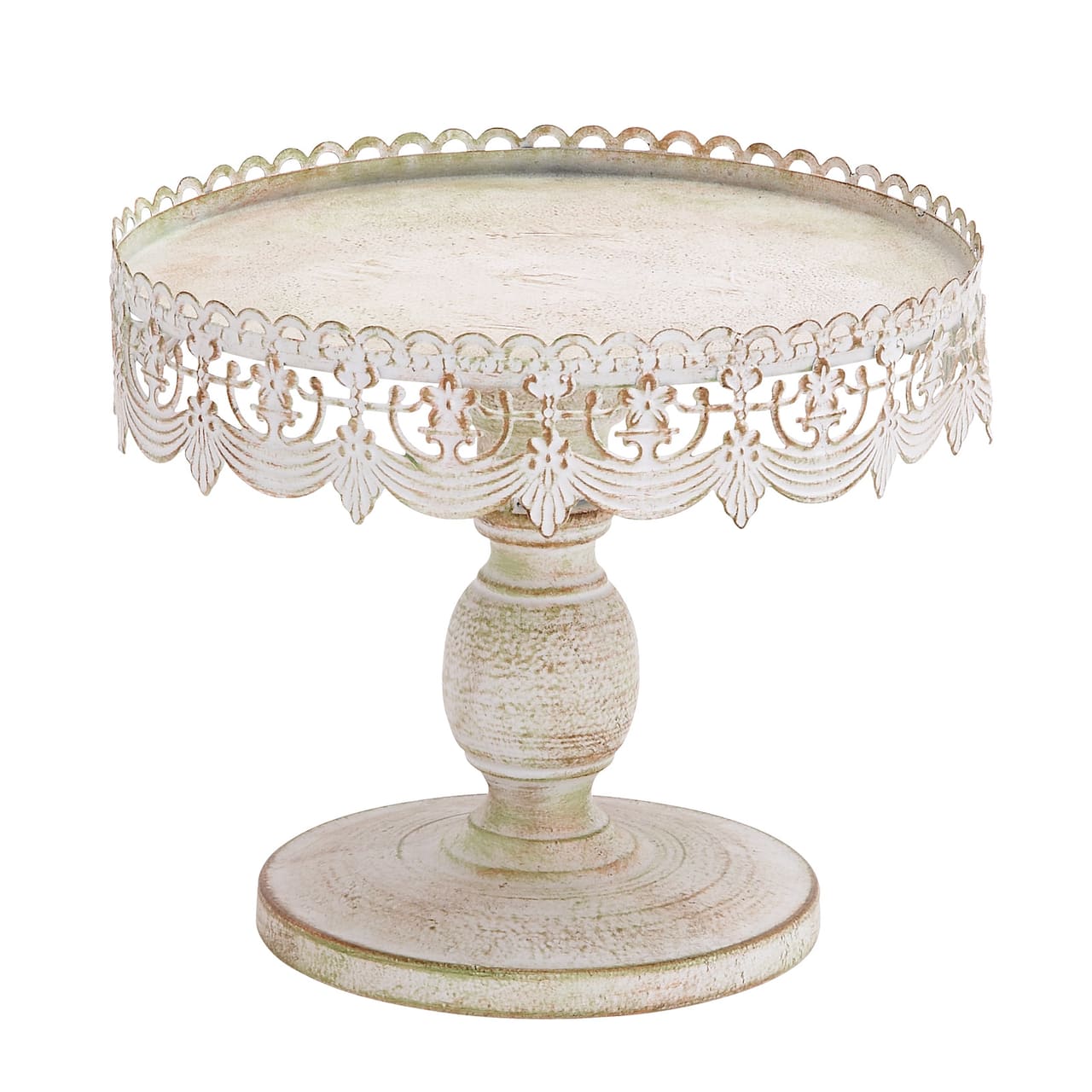 White Iron Farmhouse Cake Stand, 9&#x22; x 10&#x22; x 10&#x22;